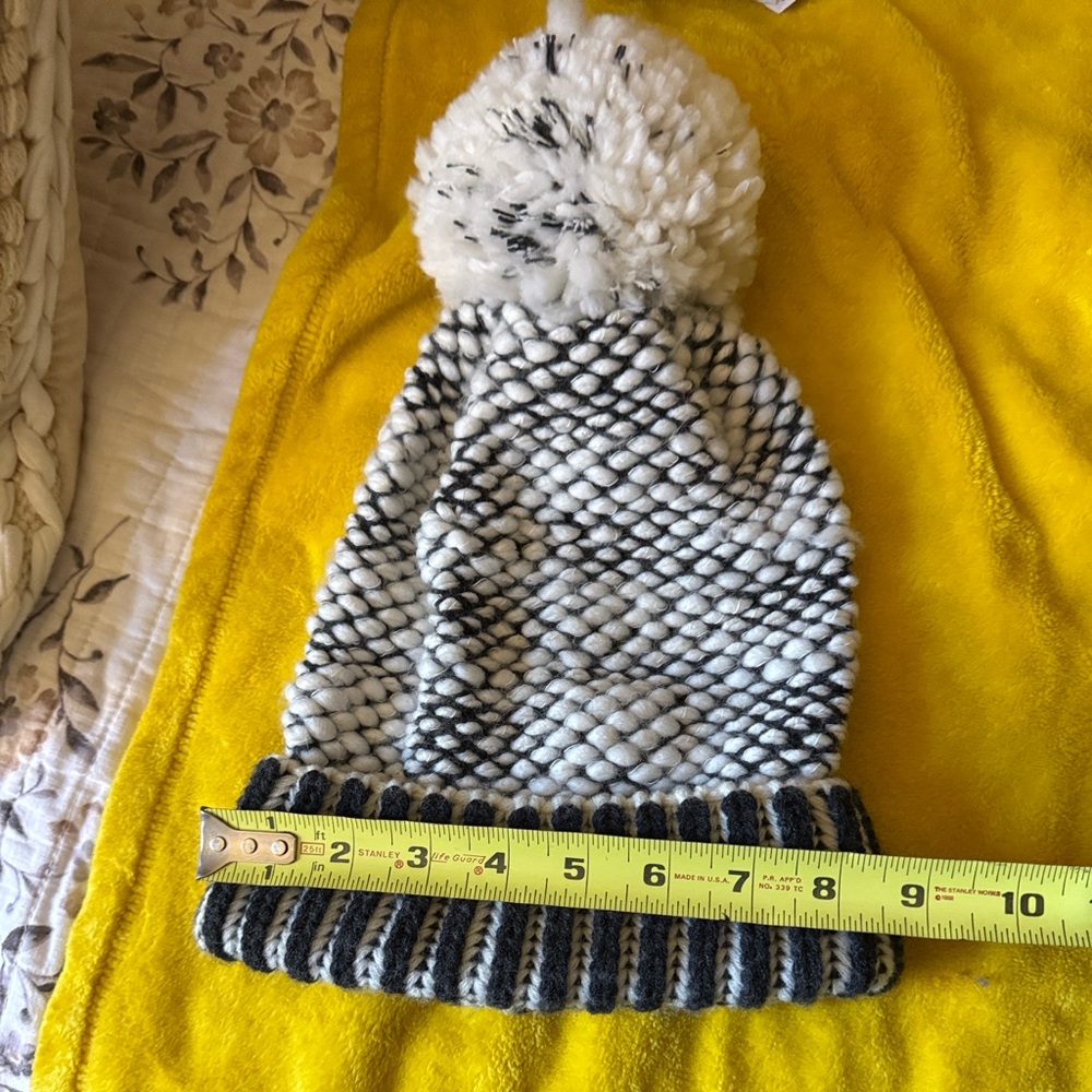 Free People Black and White Knit Pom-Pom Hat - Picture 8 of 8